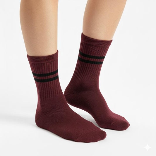 Retro Sport Socks - Burgundy