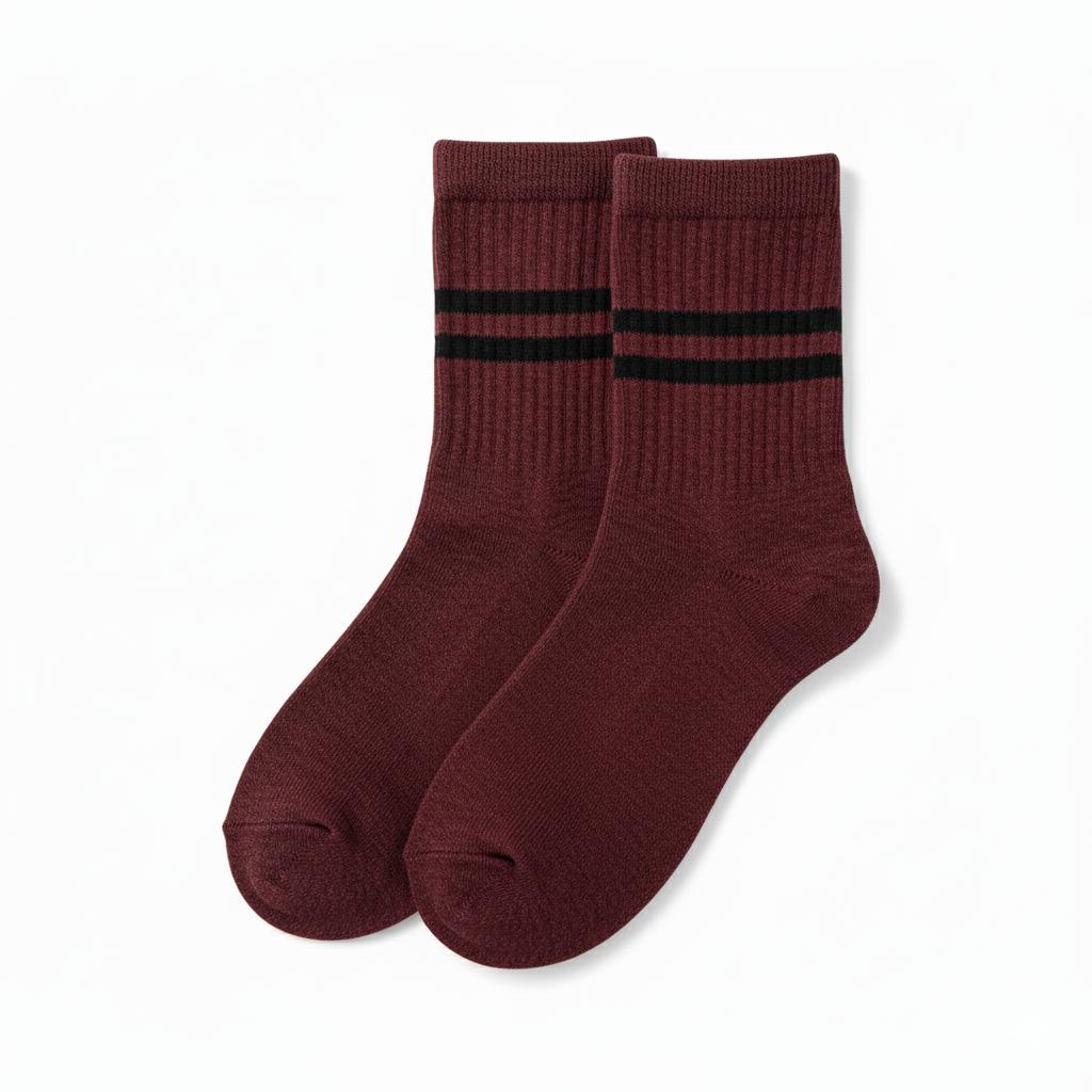 Retro Sport Socks - Burgundy